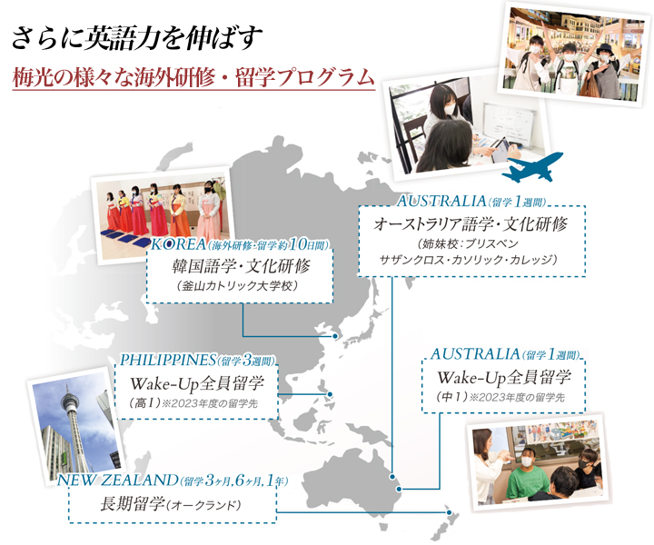梅光の様々な海外研修・留学プログラム