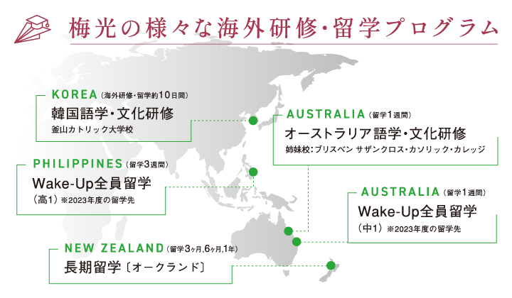梅光の様々な海外研修・留学プログラム